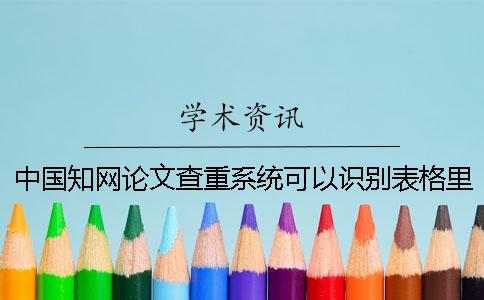 中國(guó)學(xué)術(shù)論文查重系統(tǒng)可以識(shí)別表格里的內(nèi)容么？